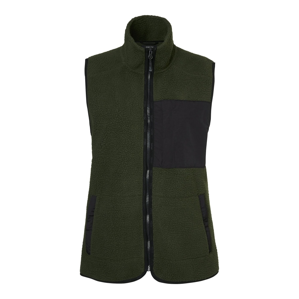 South West Saga vest sherpafleece mørk oliven dame