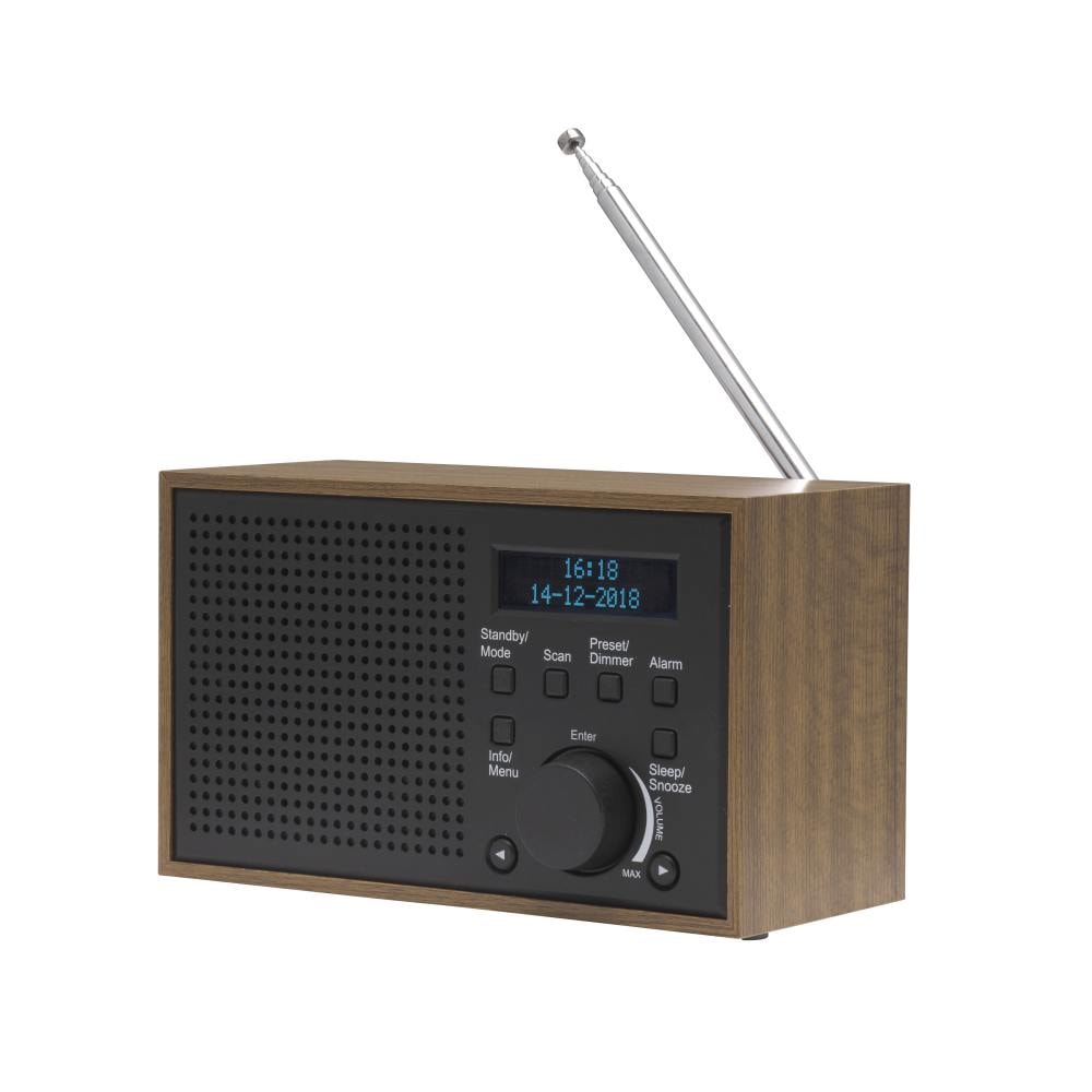 Denver DAB-46 DAB+ radio i grå med FM, ur og alarm