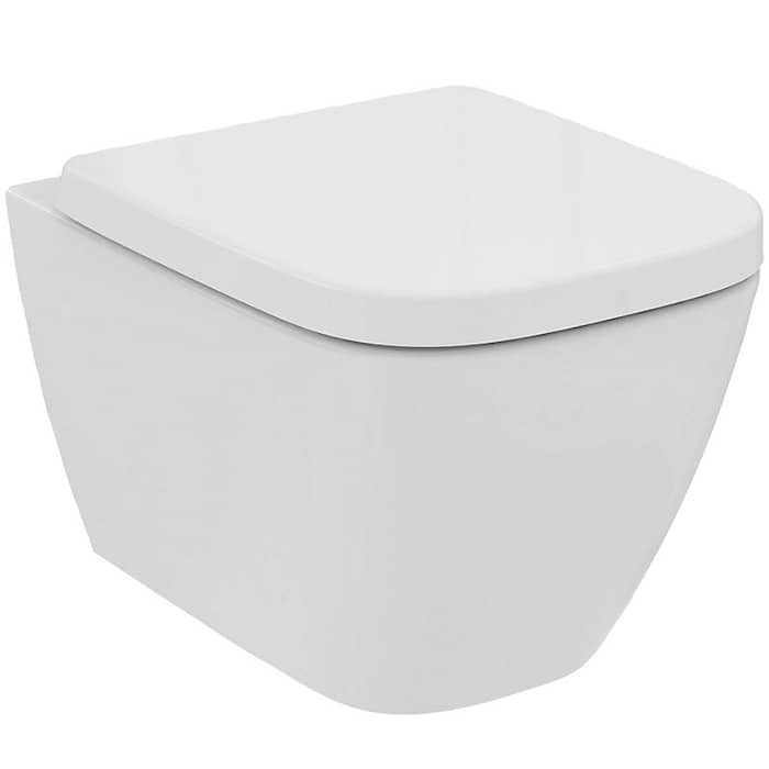 Ideal Standard i.life S Rimless+ hængeskål hvid med toiletsæde 485 x 360 mm
