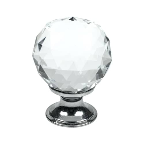 Beslag Design Diamond-30 knop glas/krom