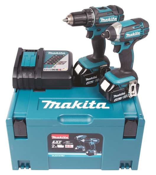 Makita DLX2127MJ værktøjssæt 18V 2 maskiner 2 x  4 Ah batteri og laderi MAKPAC