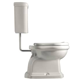 Lavabo Retro Low gulvstående toilet i hvid porcelæn med S-lås og cisterne