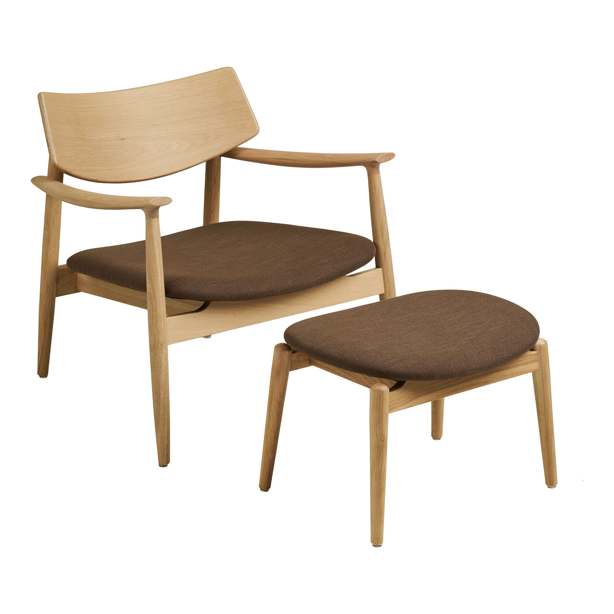 House Nordic Olvera sæt - loungestol og fodskammel, natur/brun HN1084