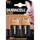 Duracell plus power batterier 9V 6LR61.Pakke med 2 stk.