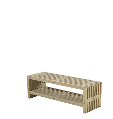 Plus Rustik design trallebænk med hylde grundmalet i sort 138 x 49 x 45 cm