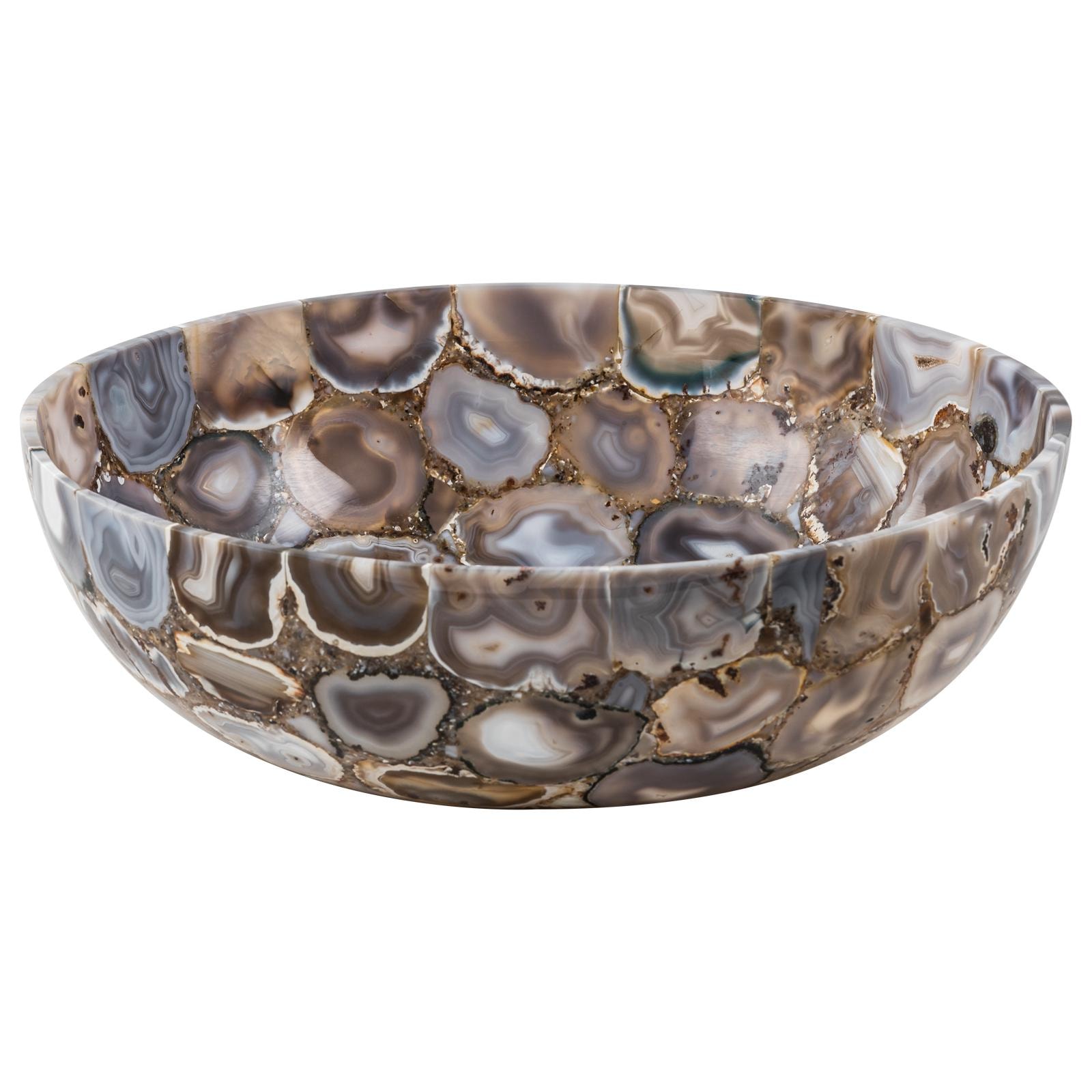 GemLook GL455 håndlavet håndvask i grå/blå agat Ø40 cm