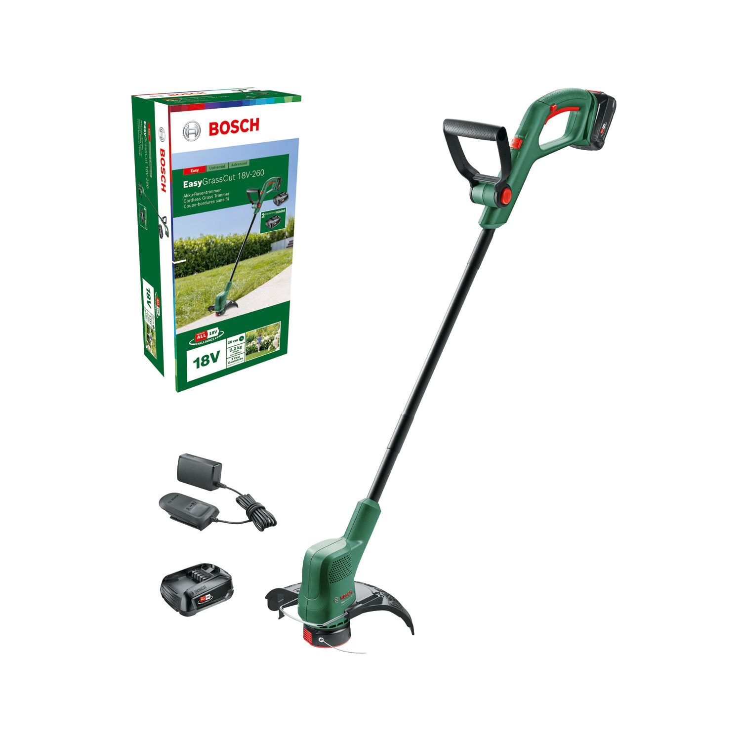 Bosch DIY Akku Græstrimmer Easy 260Mm 18V 2X2,0Ah