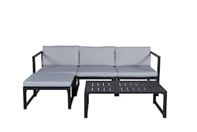 Venture Design Salvador loungesæt i sort alu med lysegrå hynder