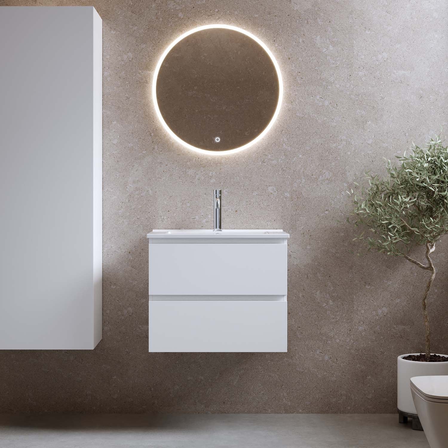 Bathlife Eufori 1200 vaskeskab mat hvid med håndvask