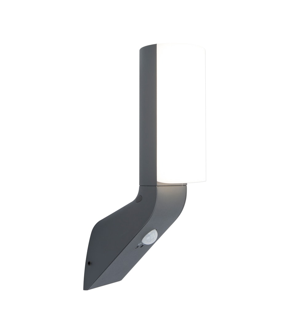 Lutec Bati LED væglampe i mørkegrå/opal med sensor 15W IP44