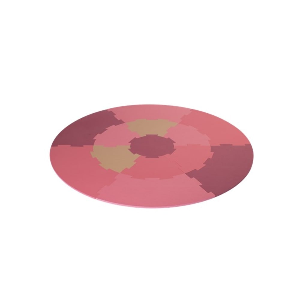 Nordic Play legegulv / puslespil Ø120 cm med 13 skumbrikker i pink