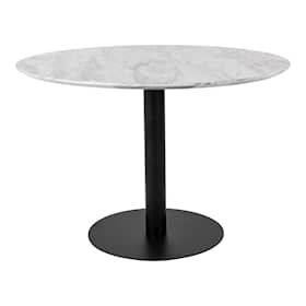 House Nordic Bolzano spisebord i marmor look med fod i sort Ø110 x 75 cm