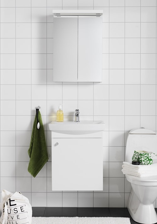 Hafa Life 500 vaskeskab i hvid 1 låge inkl. LED spejlskab