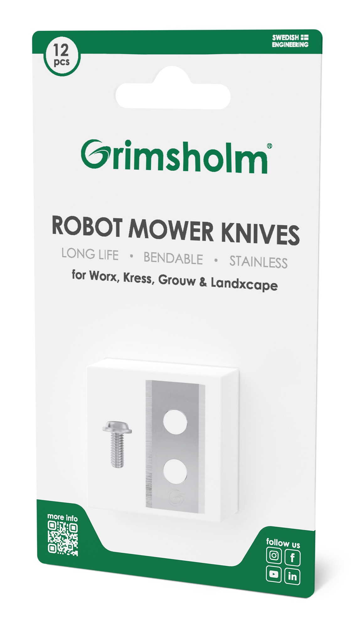 Grimsholm Knives for Worx, Kress, Landxcape & Grouw 12 pcs