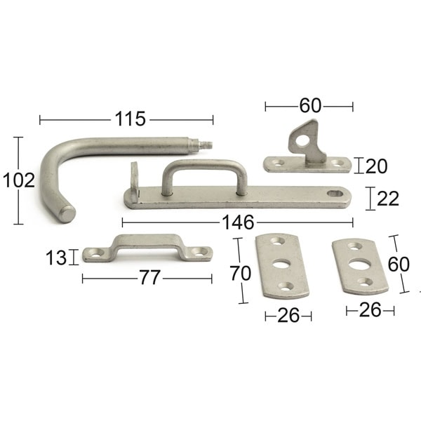 Habo Stalddørsgreb varmforzinket Mini 26-50 mm