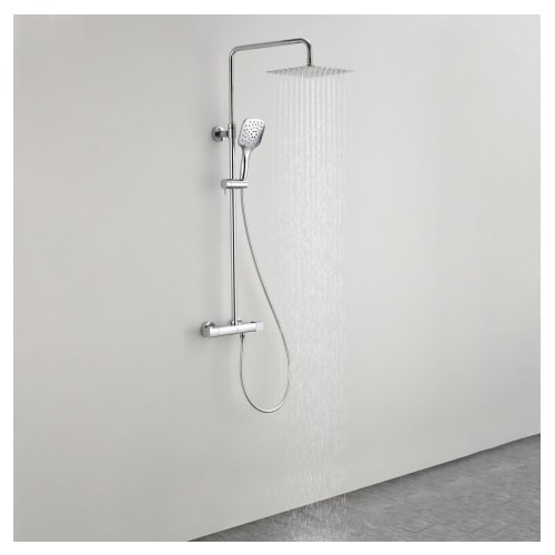 Bathlife Bäck komplet brusesystem i krom med termostat