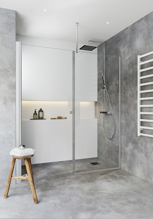 Hafa Igloo Pro bruseniche dør 100 + væg 100 i klart glas/alu 1990-2065 mm