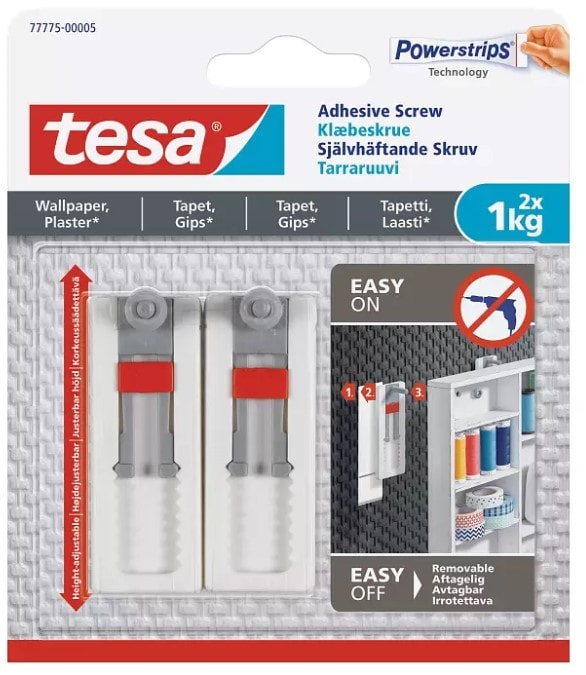 Tesa justerbart klæbeskrue til tapet og gips 1 kg 2 stk.