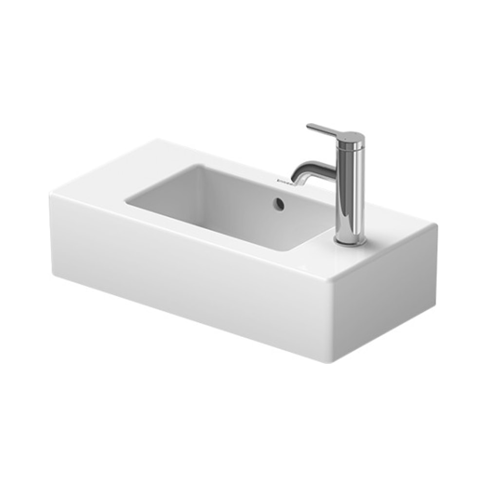 Duravit Vero vask til væg med forlokket hanehul og WonderGliss 50 x 25 cm