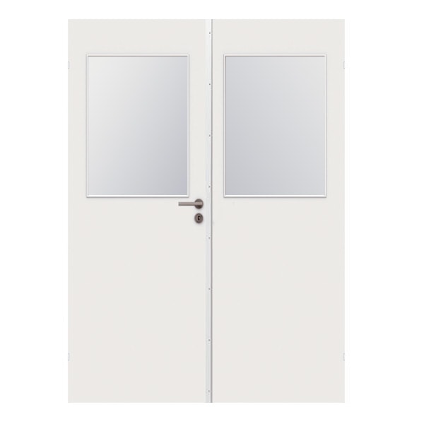 Swedoor Easy G21+G21 40 mm hvid dobbeltdør m. glas 82,5+82,5x194 cm (17x20)