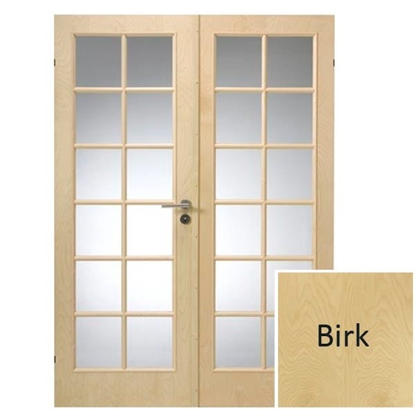 Swedoor Easy Nature SP12+SP12 40 mm birk dør m. glas 82,5+82,5x194 cm (17x20)