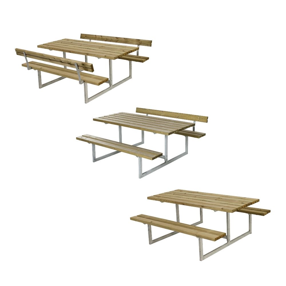 Plus Basic bord/bænkesæt i trykimprægneret med 2 ryglæn 185812-1