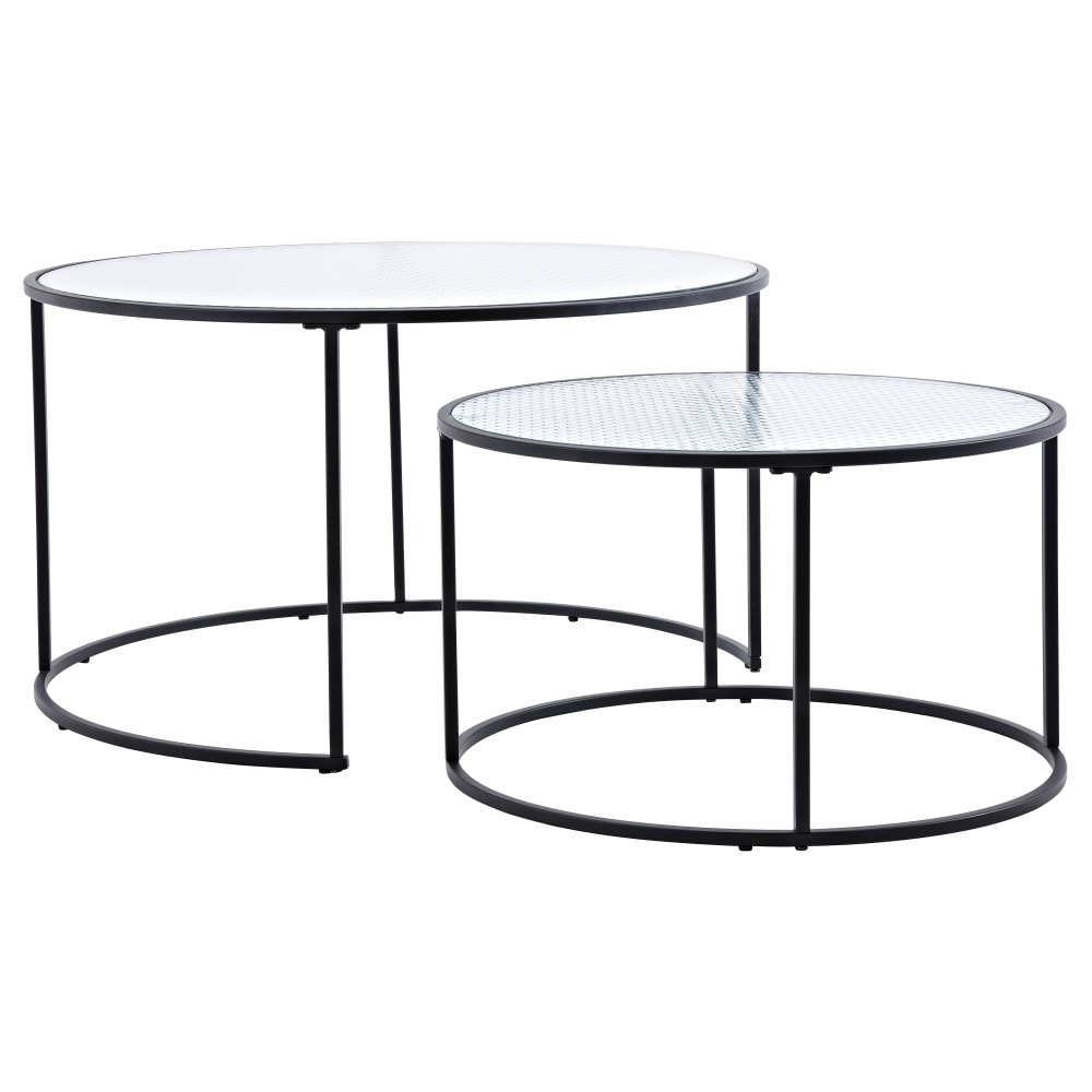 Venture Design Twin sofabordsæt i sort og glas Ø80 / 60 cm