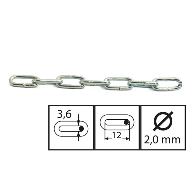 Habo kæde Elforzinket Ø2 mm. Rulle med 30 meter