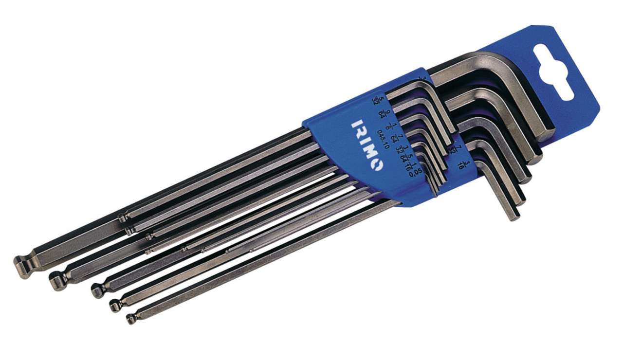 Irimo Unbrakonøgle Sæt 0,05-3/8" m/kugle 13 dele, Tommer, Lange