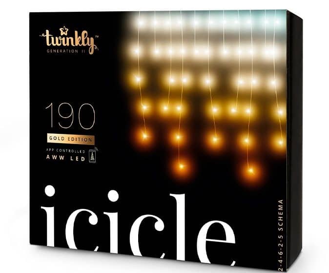 Twinkly Icicle 190L AWW Gold Edition lyskæde BT/WIFI IP44 5 meter