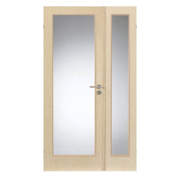 Swedoor Easy Nature GW1+GW1, birk glat, fineret m/glas 72,5+39,8x200 cm (12x20,5)