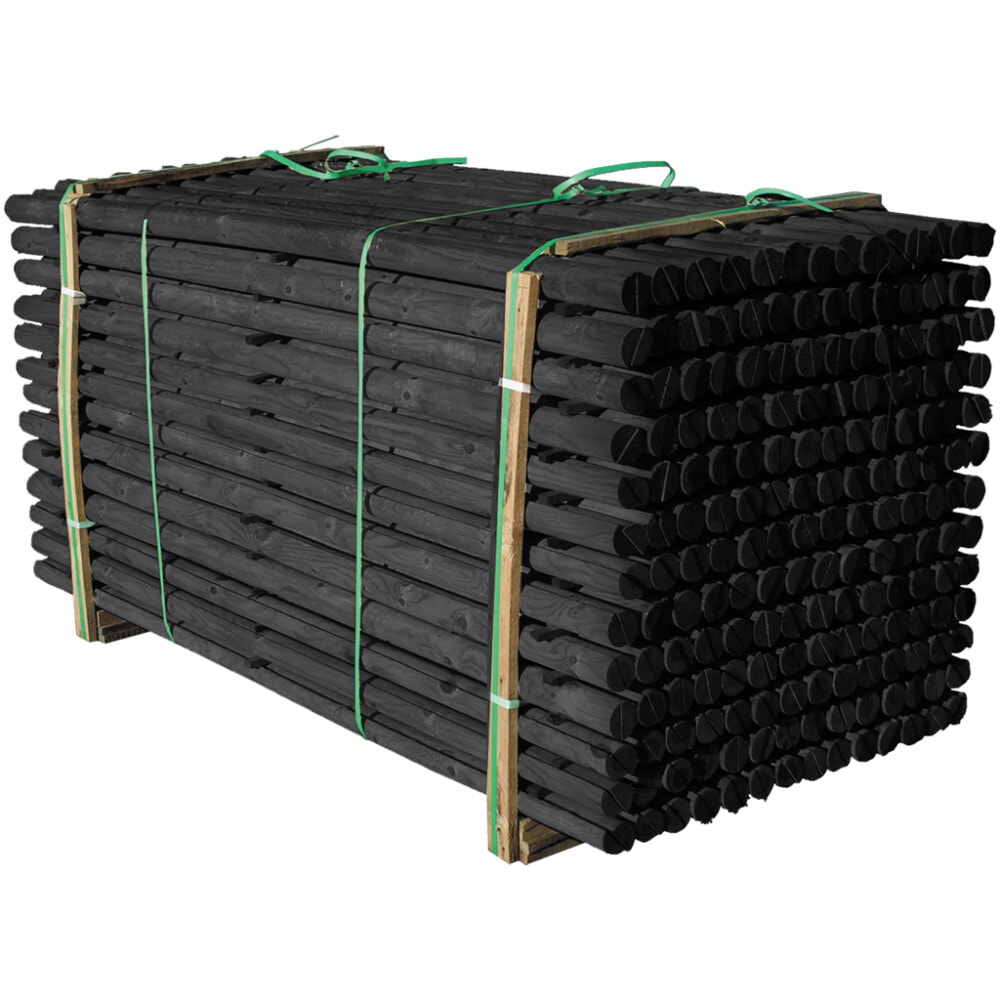 Nordic Fence bom grundmalet sort 1/2-skåren Ø7 x 200 cm