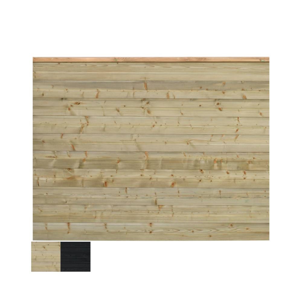Plus Plank profilhegn i grundmalet sort inkl. topafslutning 174 x 91 cm
