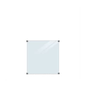 Plus glashegn i 8 mm lamineret glas inkl. 4 runde beslag 90 x 91 cm