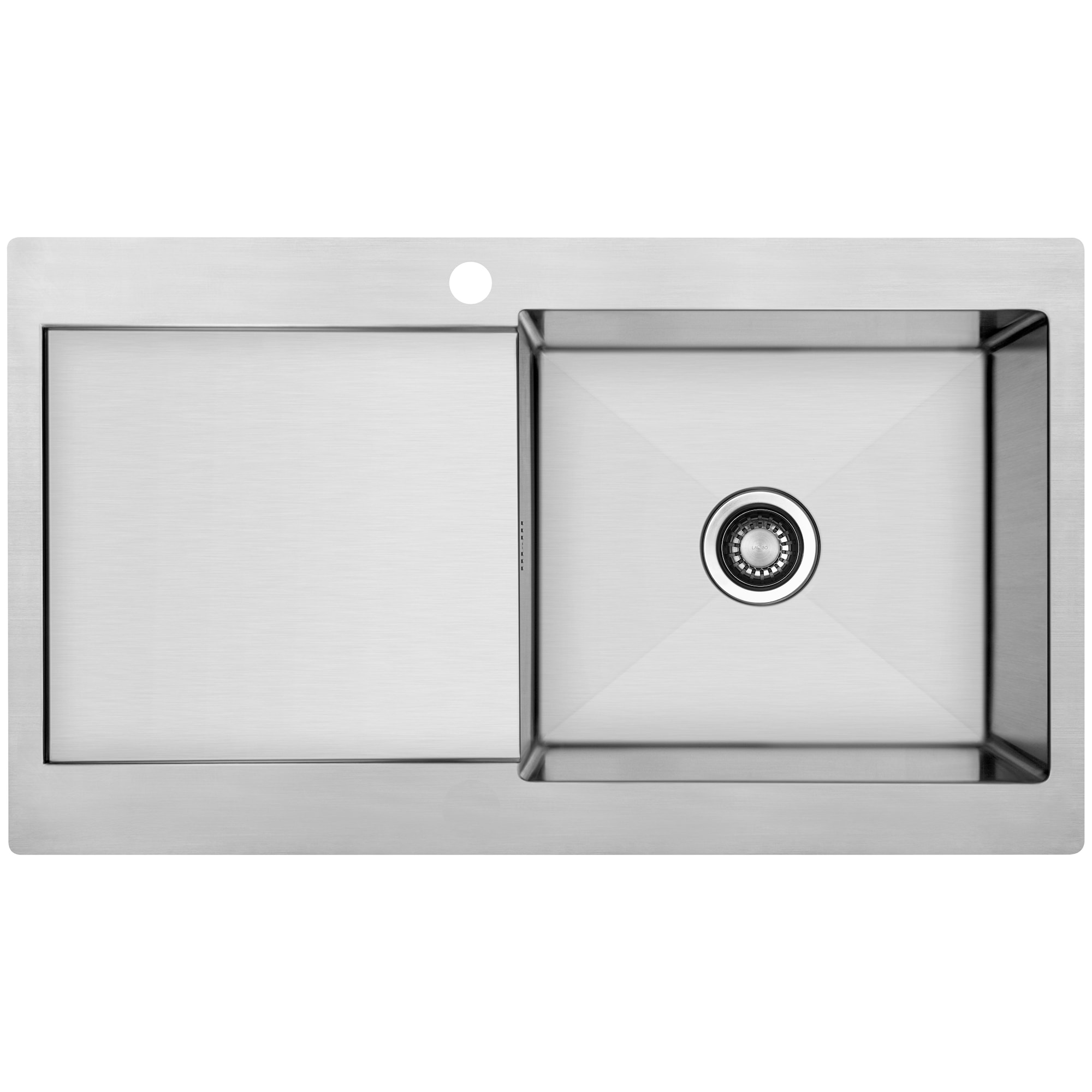 Lavabo Kubus 90 L Soft køkkenvask i rustfri med bakke til højre