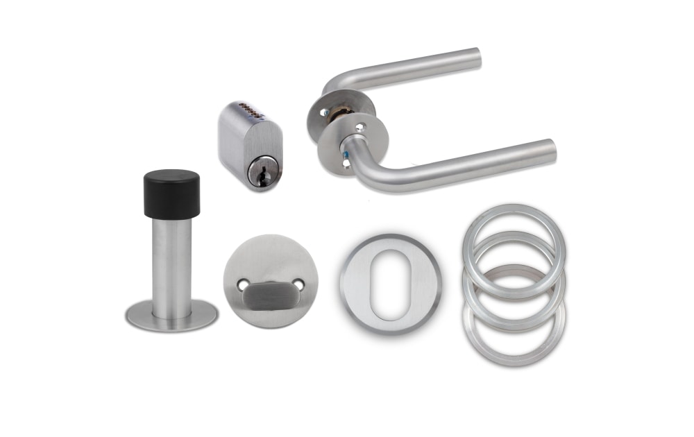 Jasa Neptun dørgreb i sæt med cylinder, vrider og dørstop