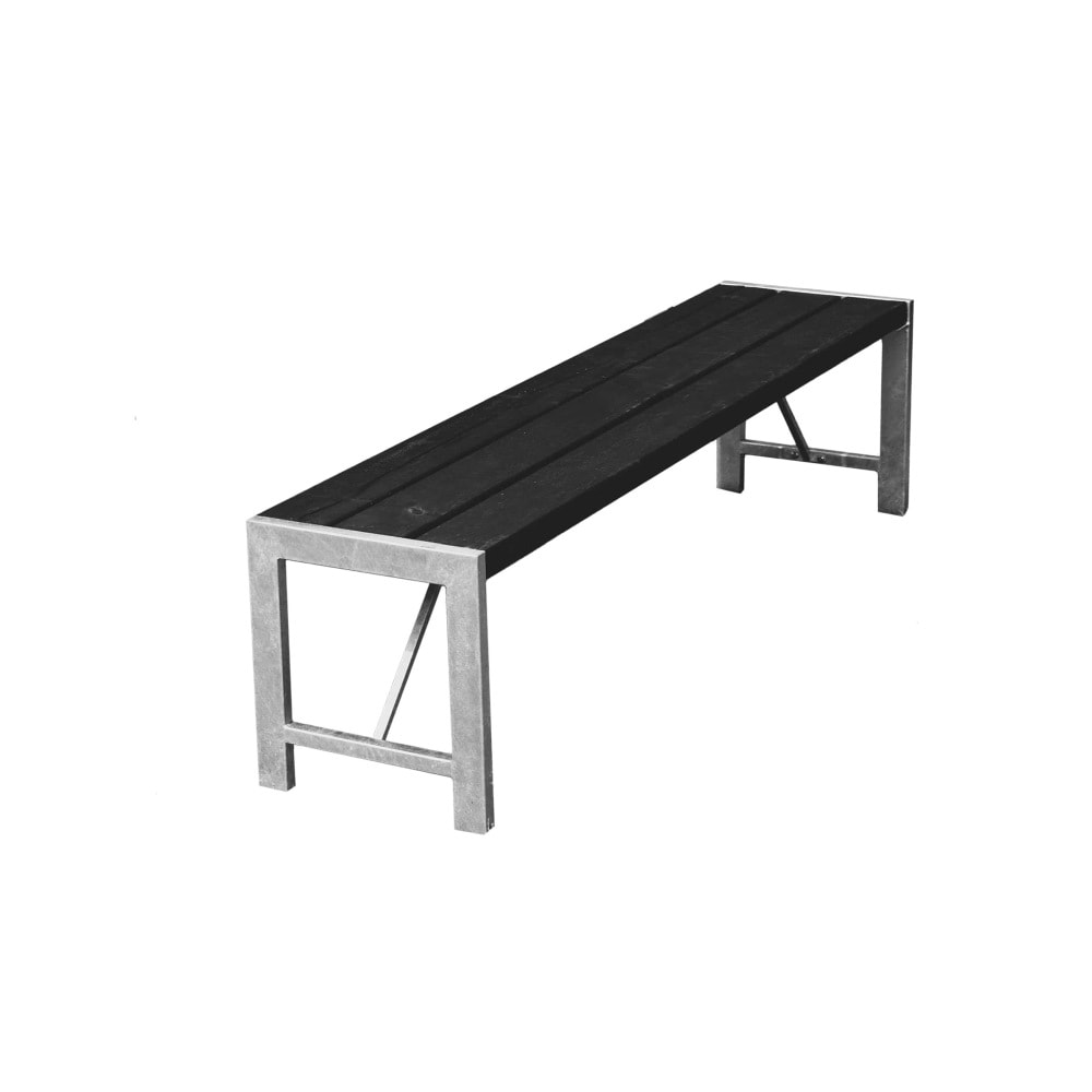Hortus havebænk H-model i sort grundmalet/galv. stel 170 x 37 x 43 cm