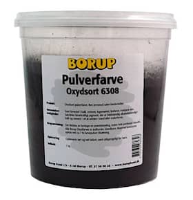 Borup pulverfarve i Oxydsort 6308.pose med 25 kg.