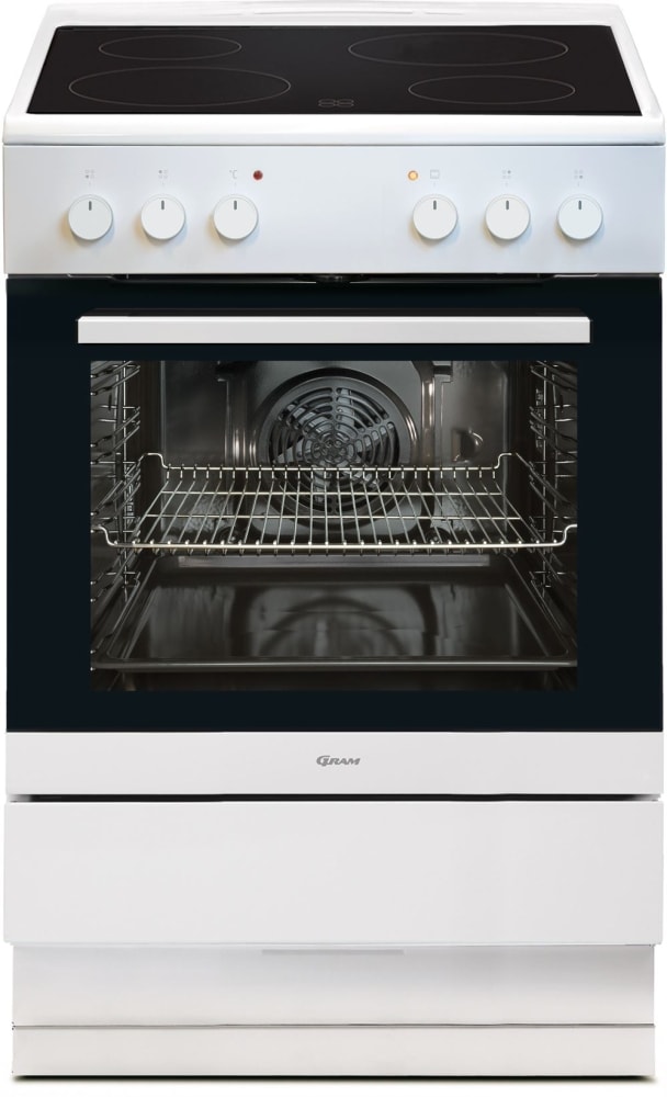 Gram EK 5600-90 V glaskeramisk komfur hvid multifunktionsovn 65L
