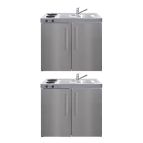 Juvel Premiumline minikøkken stål med kølefrys, kogeplade og vask tv. 100 cm