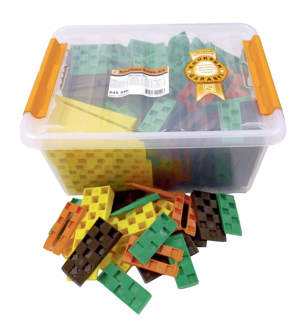 Knudsen montagemix i plastkasse kiler 245 stk.