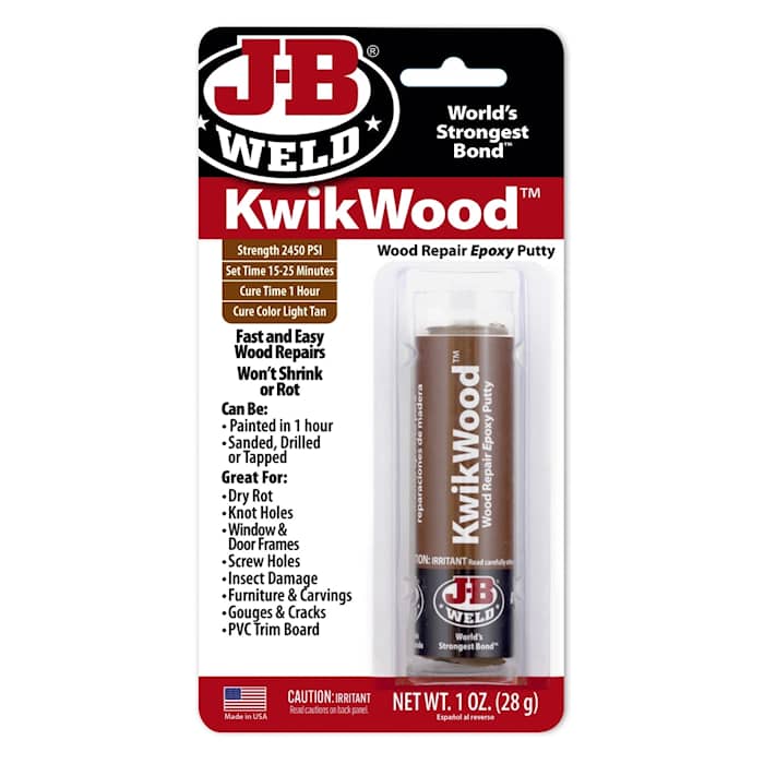 JB Weld KwikWood epoxy til reparation af træ