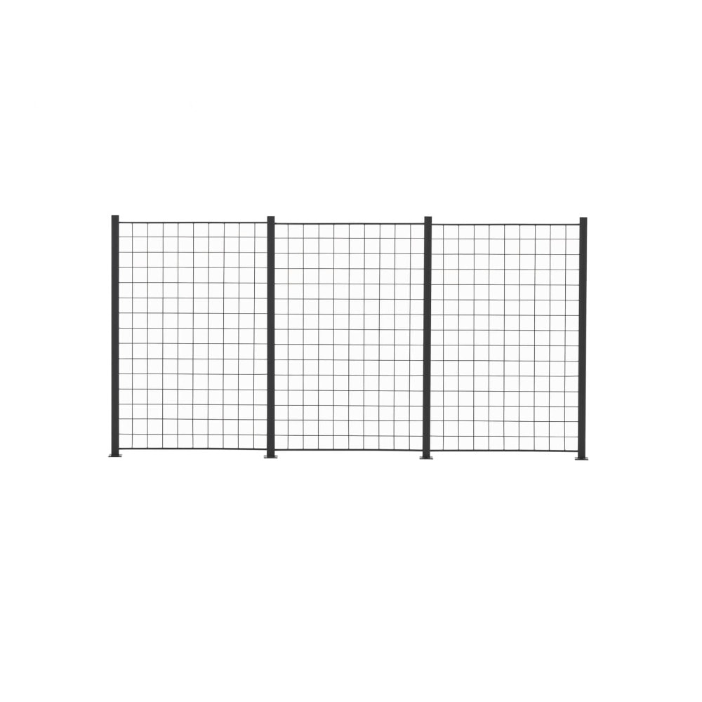 Hortus espalier i antracitgrå 3 fag rionet 150 x 100 cm med 4 alustolper 158 cm