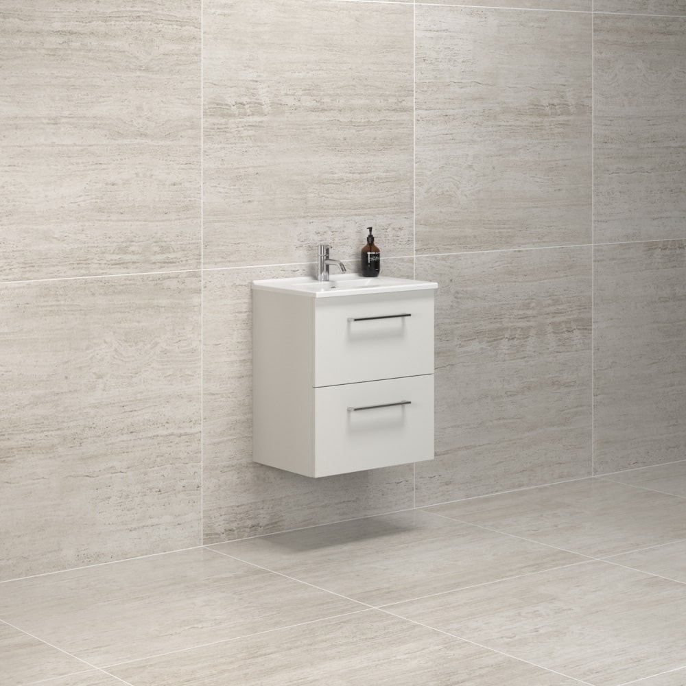 Scanbad Multo vaskeskab 81 cm varm eg Amber Mini vask 2 skuffer