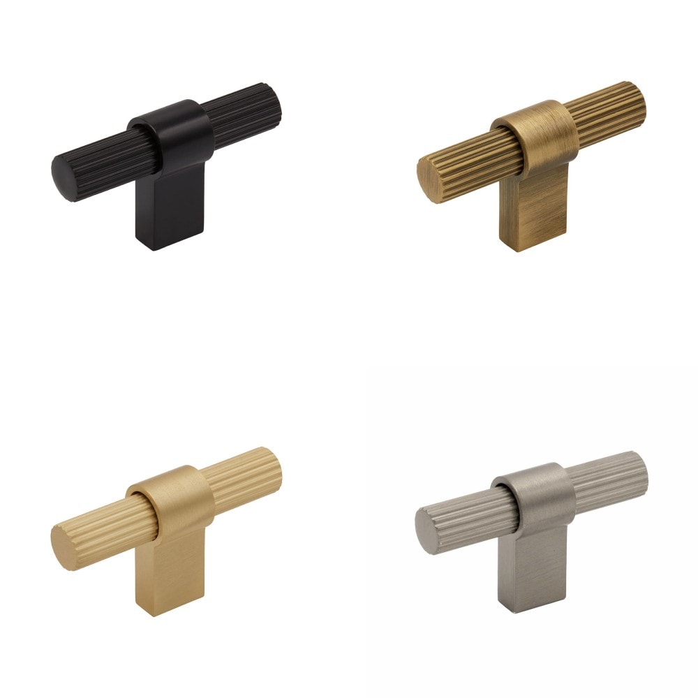 Beslag Design T Helix Stripe knop rustfri finish