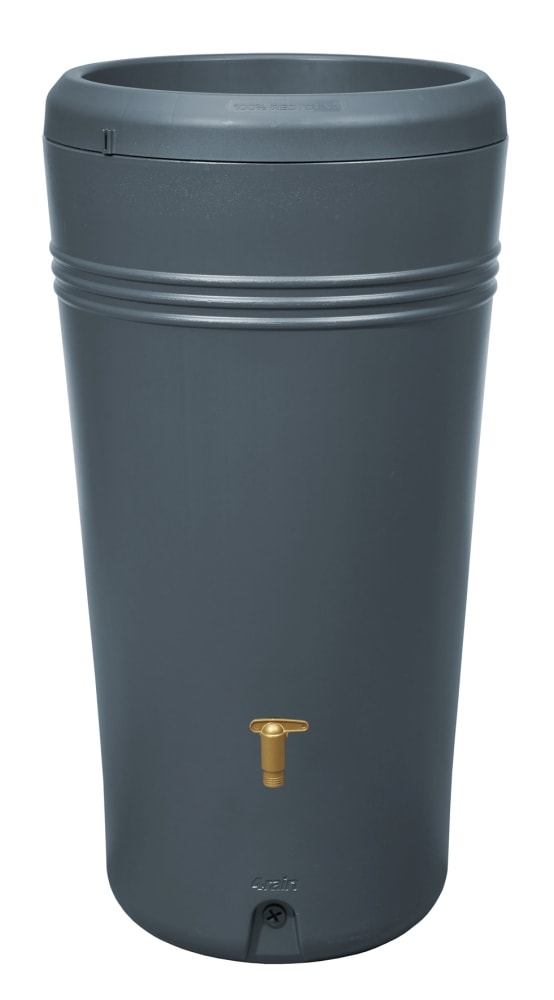 4Rain Azura 2-i-1 regnvandstønde i grå med planteskål og hane 230L