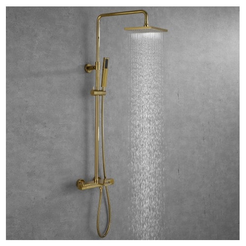 Bathlife Välla komplet brusesystem i messing med kartud og termostat