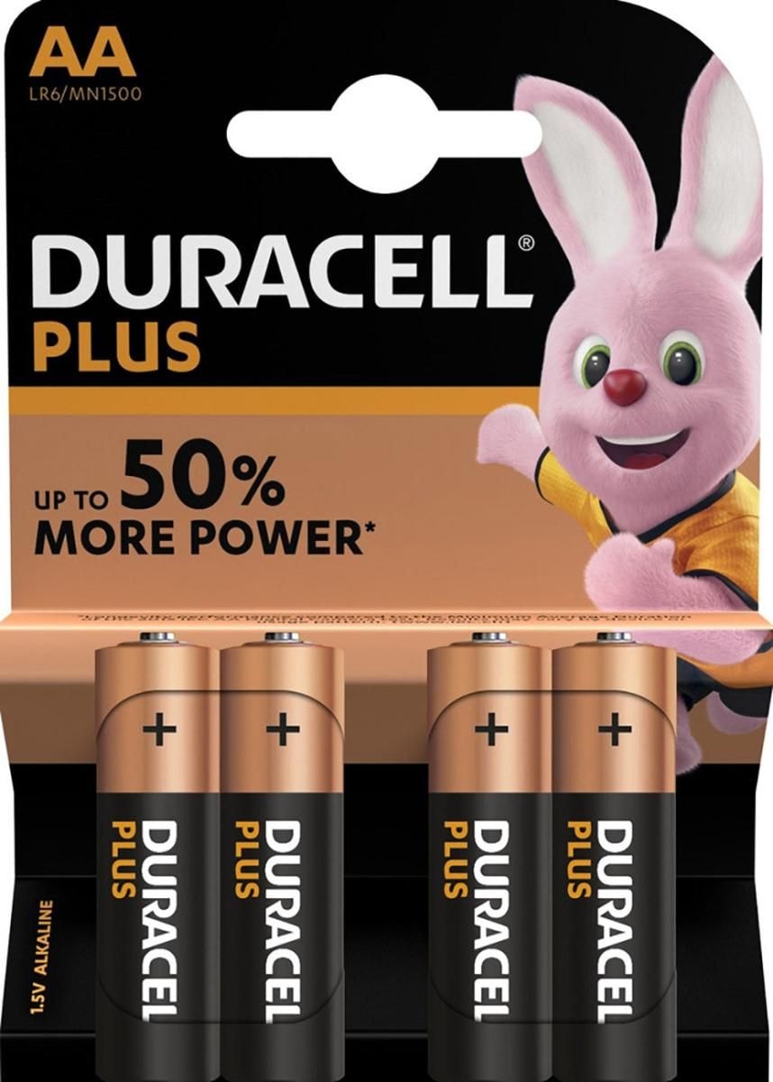 Duracell Plus batterier AA / LR6. Pakke med 4 stk.
