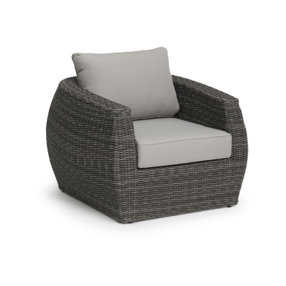 Hillerstorp Tara loungestol i grå kunstflet med lysgrå hynder