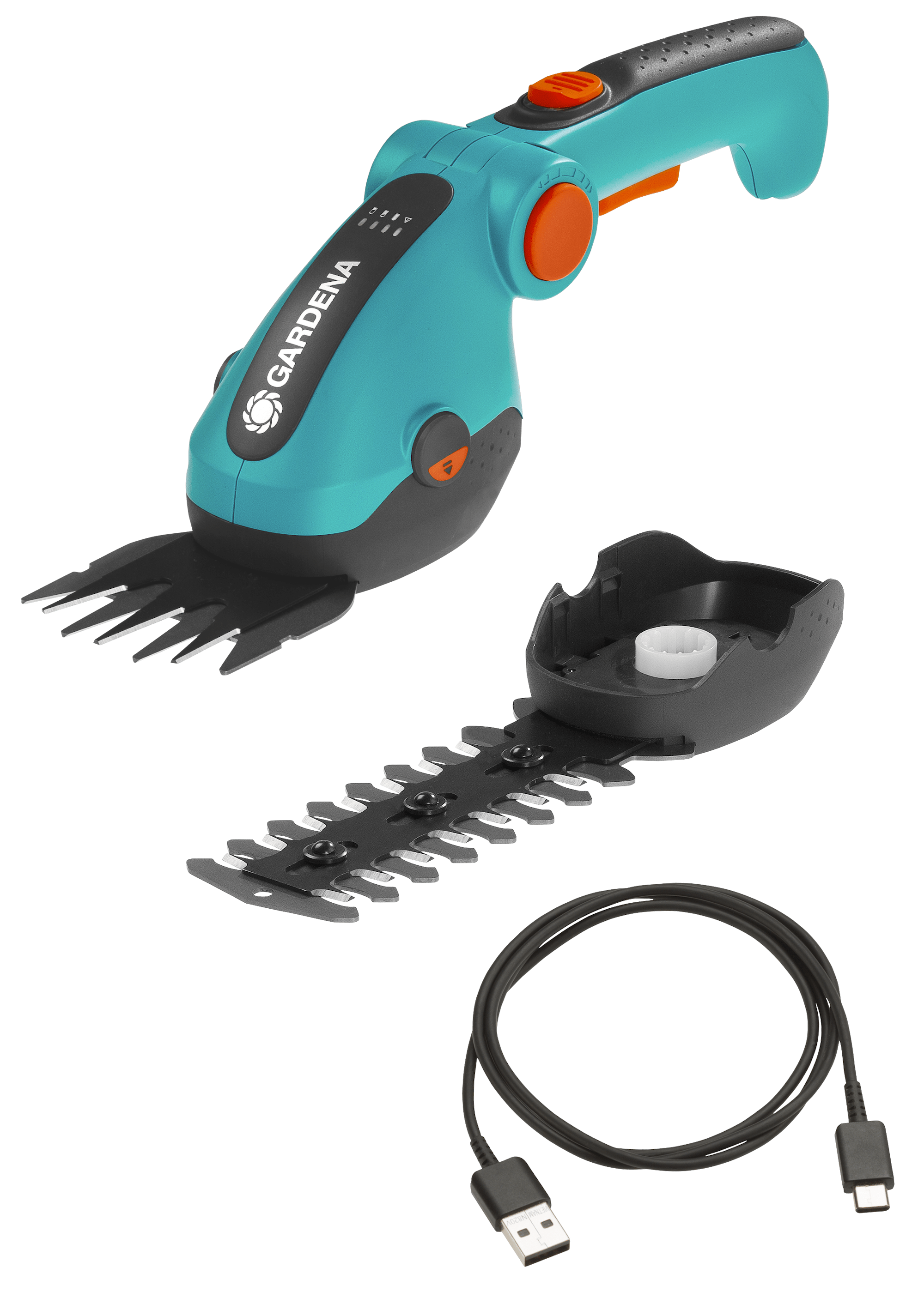 Gardena ComfortCut batteridrevet græsaks med busktrimmer